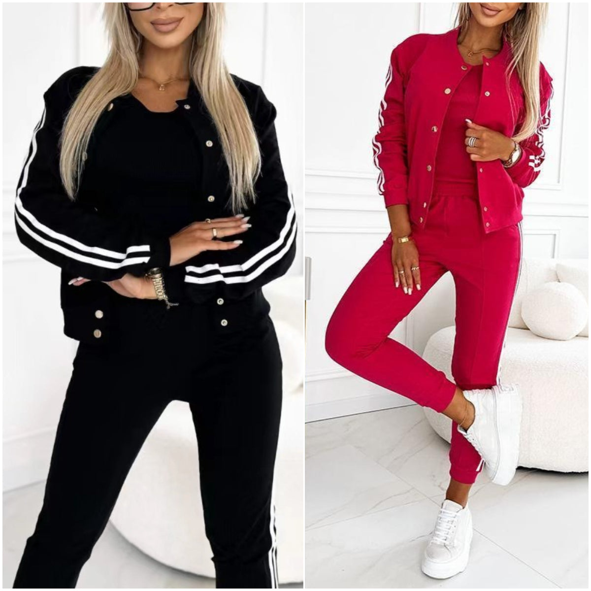 ⏳Begrenzte Zeit 50% Rabatt💥Dreiteiliges Set aus Baseballjacke und -hose für Damen