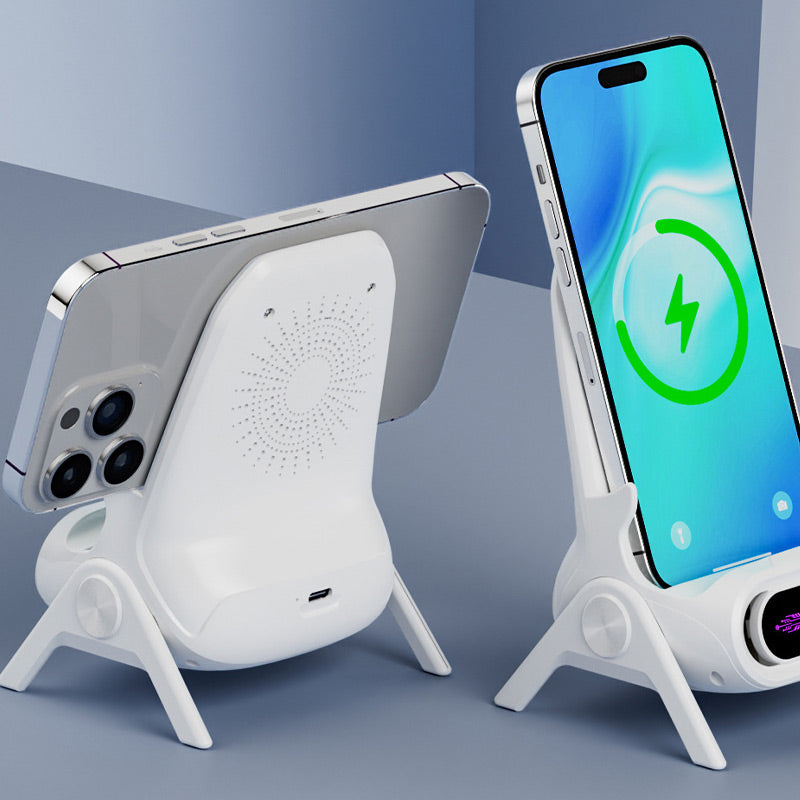 📱 50% RABATT！✨ Multifunktionale Kabellose Halterung mit Schnellladung - 360° Verstellbar mit LCD-Anzeige für Büro & Reise 🚗💻