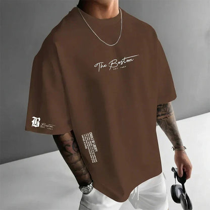 Herren Urban Style Loose Fit T-Shirt – Premium Baumwollmix, Lässiger Oversize-Schnitt & Grafikdruck