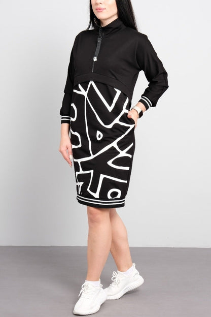 54% de descuento💥 Vestido casual ajustado con estampado y cremallera para mujer