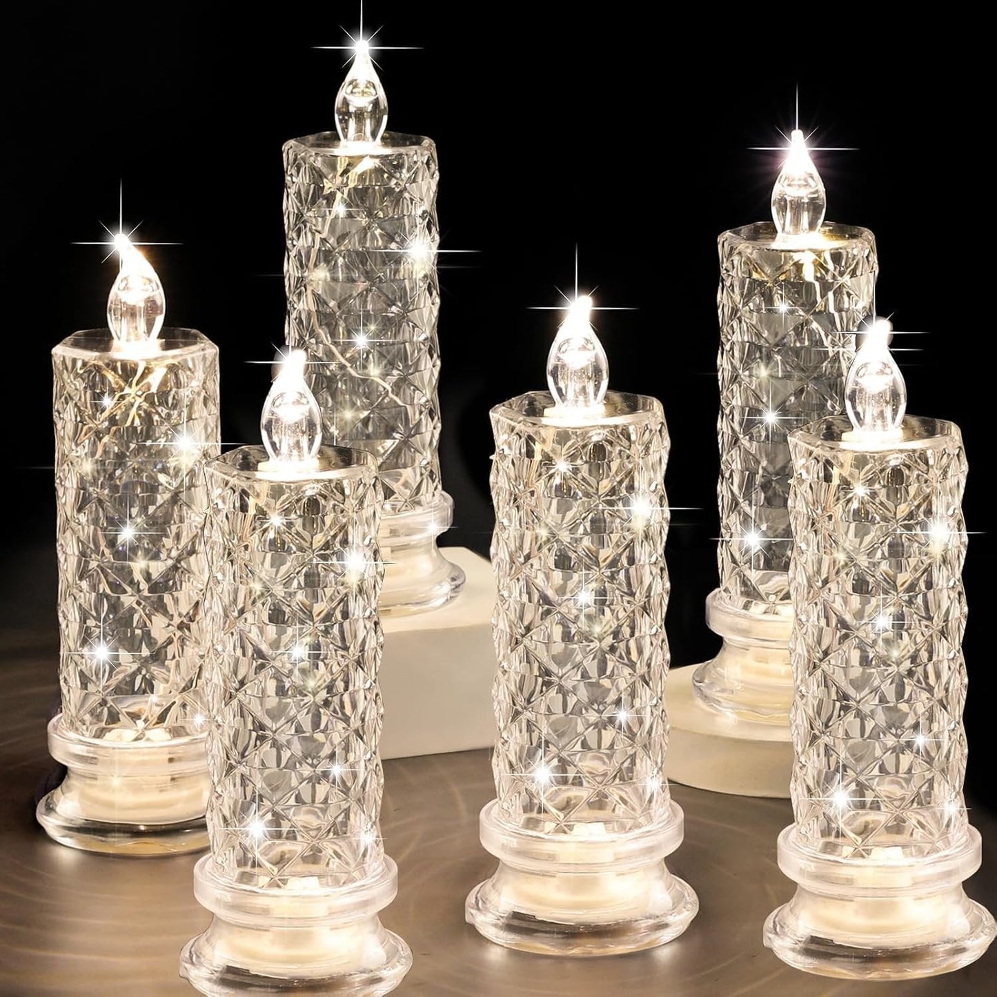 🔥Letzter Tag 50% Rabatt🎁Set mit 4 LED-Kristallkerzenleuchtern