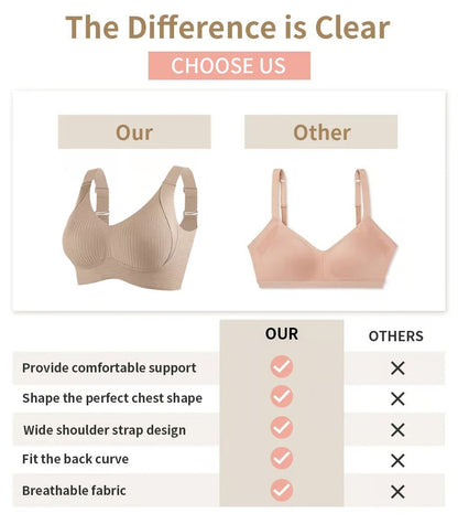 🎁 1 Kaufen, 1 Gratis 💕 Damen Rippenstrick Push-Up Verstellbarer Drahtloser BH