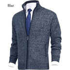 Solide Herrenfarbe Stehkragen Modische offene Strickjacke Cardigan