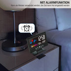 🔥bestes Geschenk-50% Rabatt🔥Digitaler LED-Temperatur- und Luftfeuchtigkeitsmonitor, Wettervorhersage, LED-Tischwecker