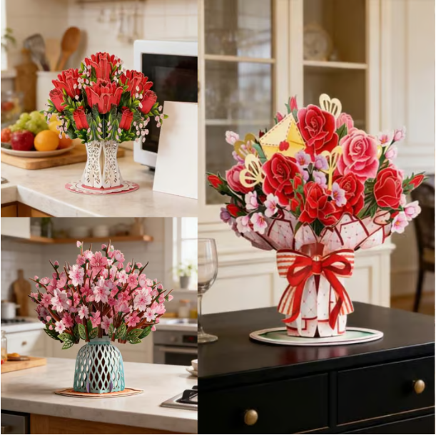 🏆 Über 75.000 Mal verkauft! 🌼💌 Immer blühende 3D-Blumen-Pop-up-Karte – mit personalisierter Liebesbotschaft und ewig blühenden Blumen.