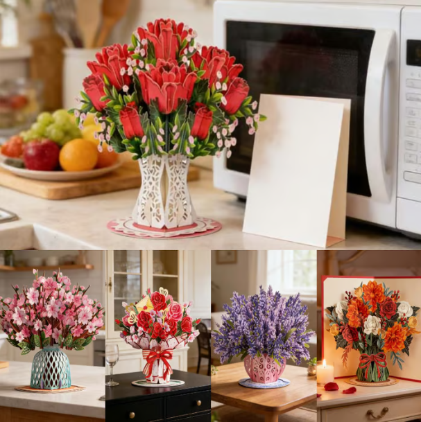 🏆 Über 75.000 Mal verkauft! 🌼💌 Immer blühende 3D-Blumen-Pop-up-Karte – mit personalisierter Liebesbotschaft und ewig blühenden Blumen.