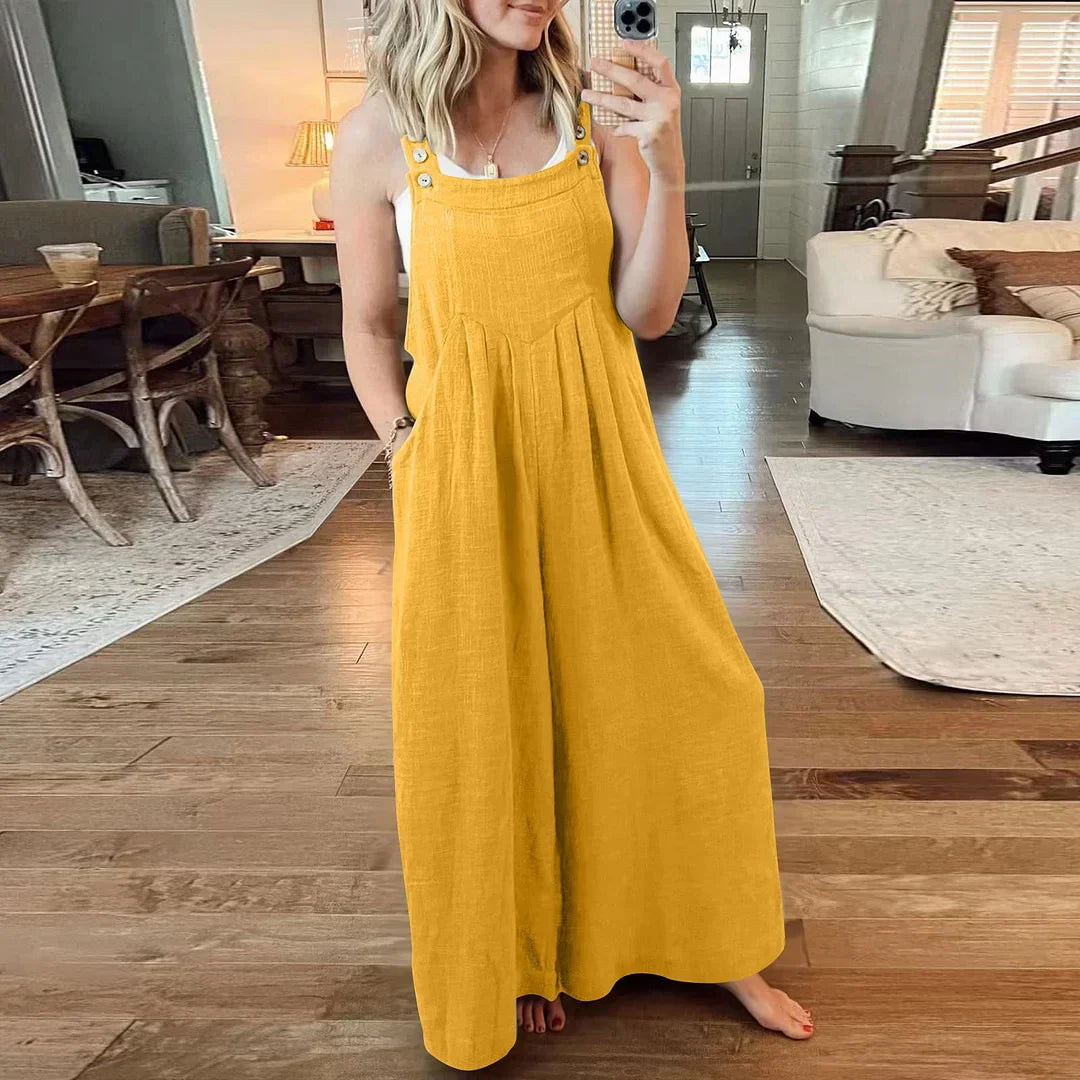 💝Ärmelloser Jumpsuit für Damen mit weitem Bein und Taschen