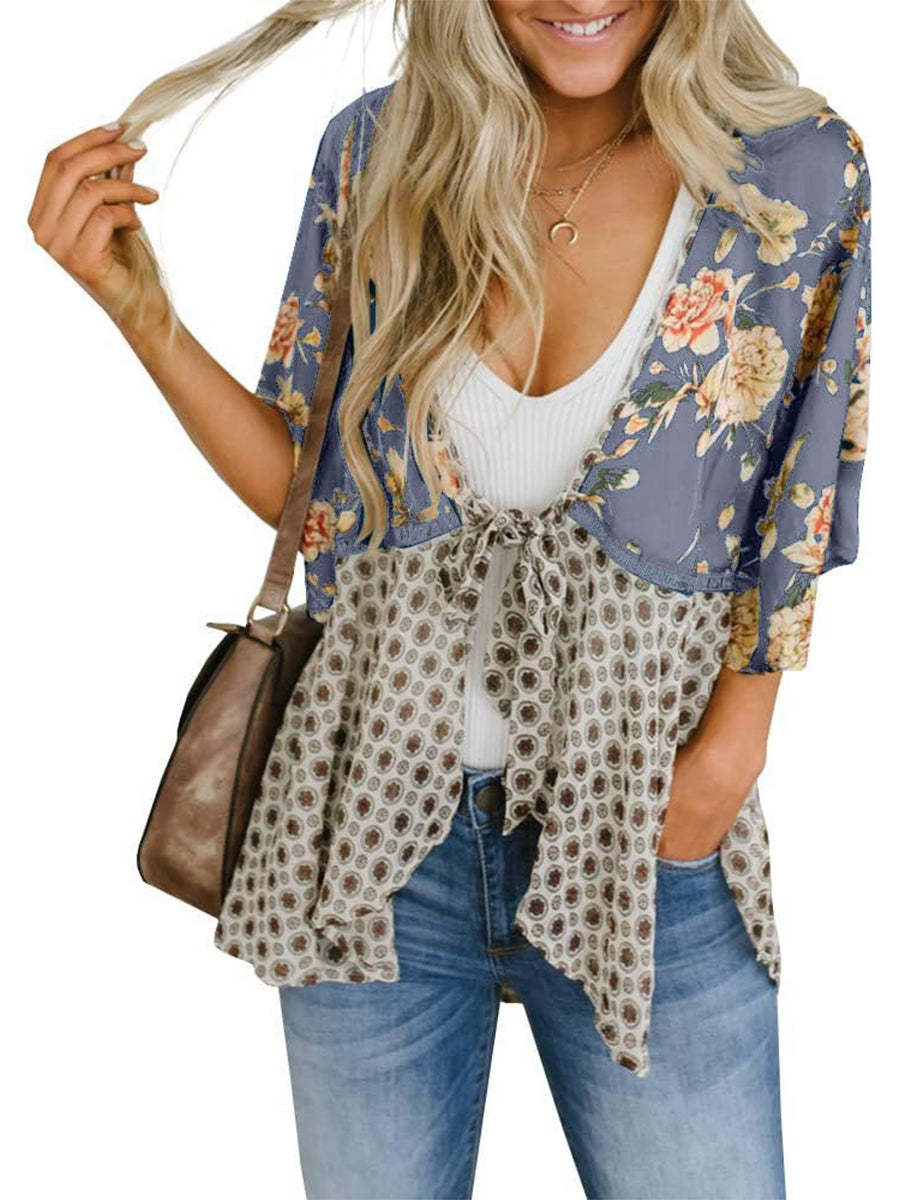 🌸Damen-Kimonos mit Blumenmuster, Rüschenärmeln und Bindegürtel – luftige Boho-Cardigans im lockeren Schnitt
