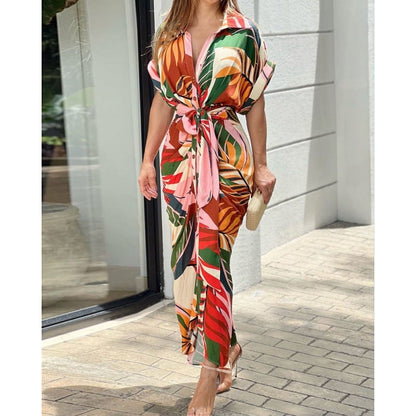 Lässiges Hemdkleid mit Reversausschnitt und Druck