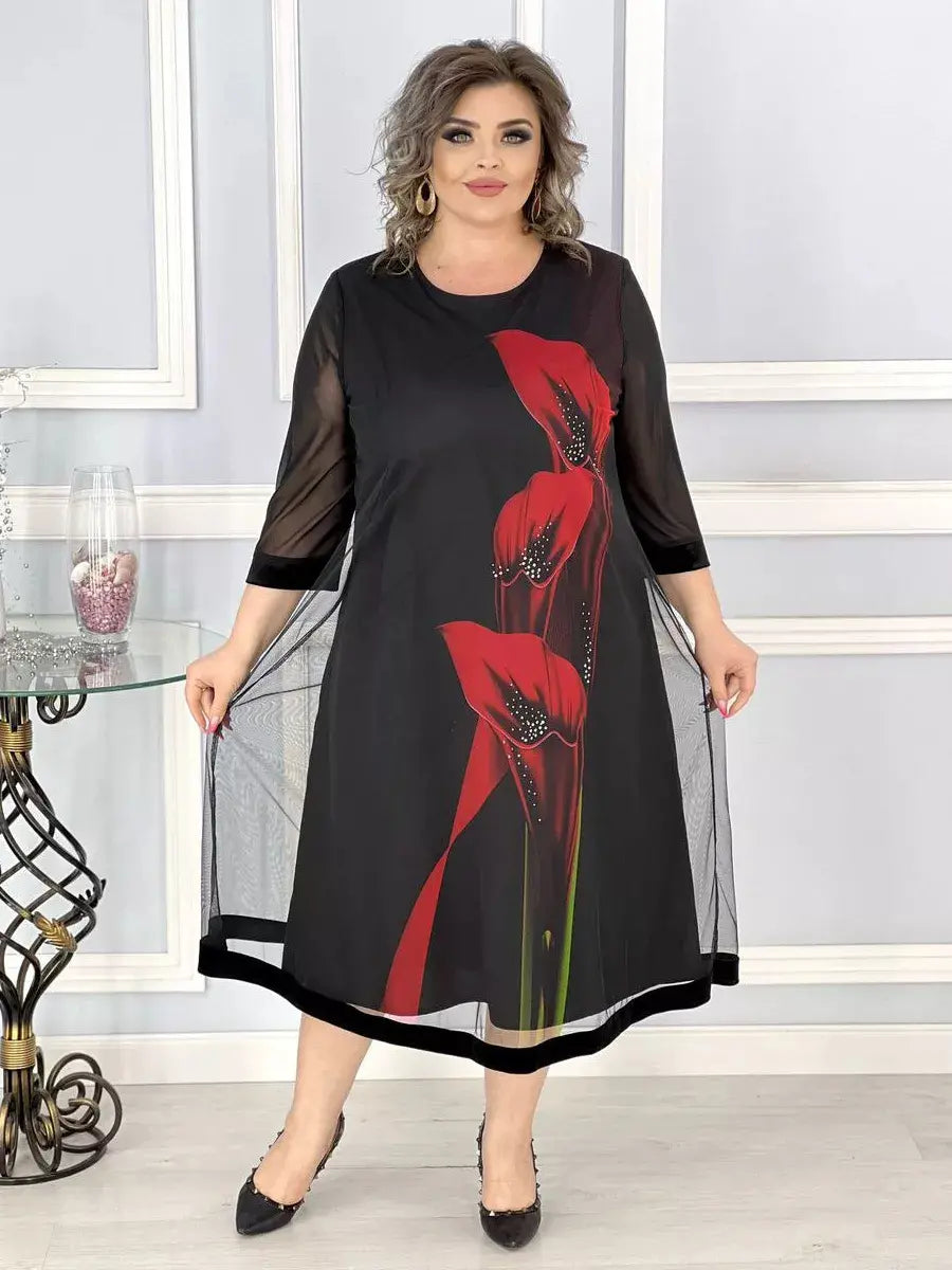 🔥🎉【S-4XL】2025 Elegante y sofisticado vestido de gasa negro