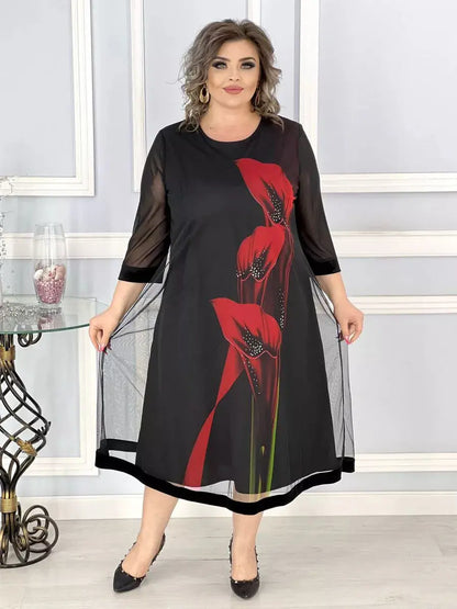 🔥🎉【S-4XL】2025 Elegante y sofisticado vestido de gasa negro
