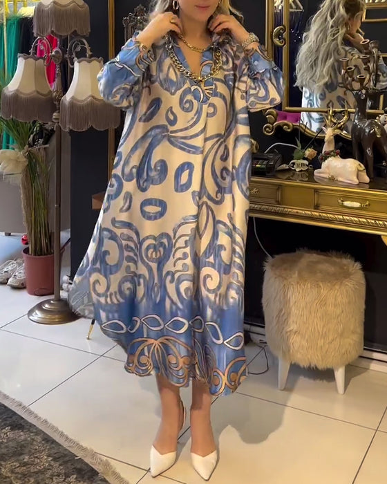 🥰49% de descuento💃Vestido estampado suelto y elegante.
