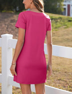 🔥Freizeitkleid mit quadratischem Ausschnitt und Tasche für Damen – lässig und bequem