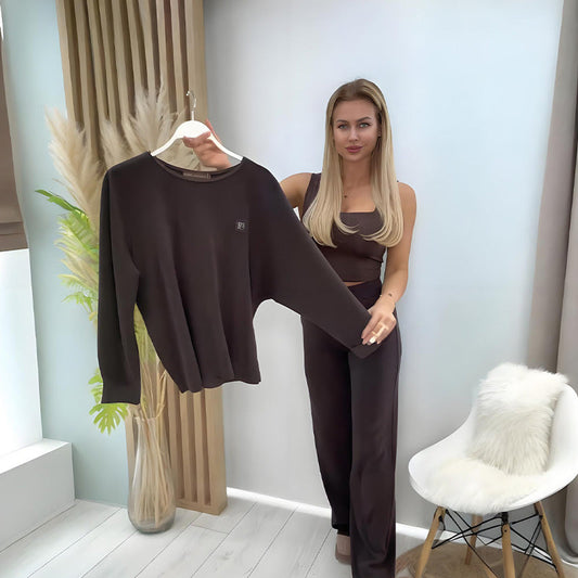 Damen-Zweiteiler: Lässiges Top & Weite Hose🎁50 % Rabatt + kostenloser Versand
