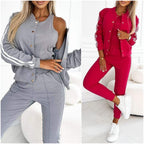 ⏳Begrenzte Zeit 50% Rabatt💥Dreiteiliges Set aus Baseballjacke und -hose für Damen