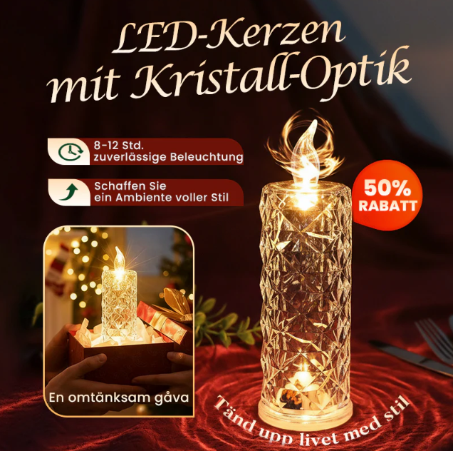 🔥Letzter Tag 50% Rabatt🎁Set mit 4 LED-Kristallkerzenleuchtern