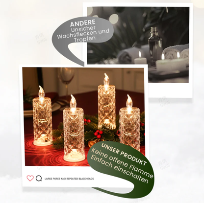🔥Letzter Tag 50% Rabatt🎁Set mit 4 LED-Kristallkerzenleuchtern