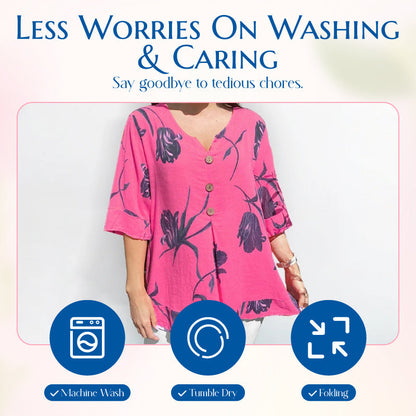🎉Lanzamiento de nuevo producto💐👚 – Top holgado de lino para mujer con escote en pico 💝🌹