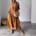 👗50% Rabatt 👍Ärmelloses Freizeitkleid aus Baumwolle und Leinen mit Tasche