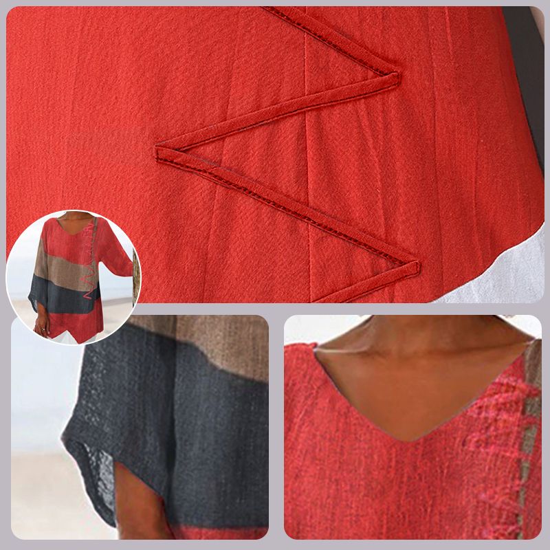 💖2025 Neues Angebot💖💃Elegantes lässiges V-Ausschnitt Langarm Kunstmuster bedrucktes Top für Damen