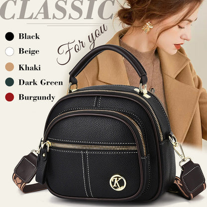 🎁Hot Sale 49% Rabatt⏳Klassische Multifunktionsfächer Verstellbarer breiter Schultergurt PU Leder Crossbody Tasche