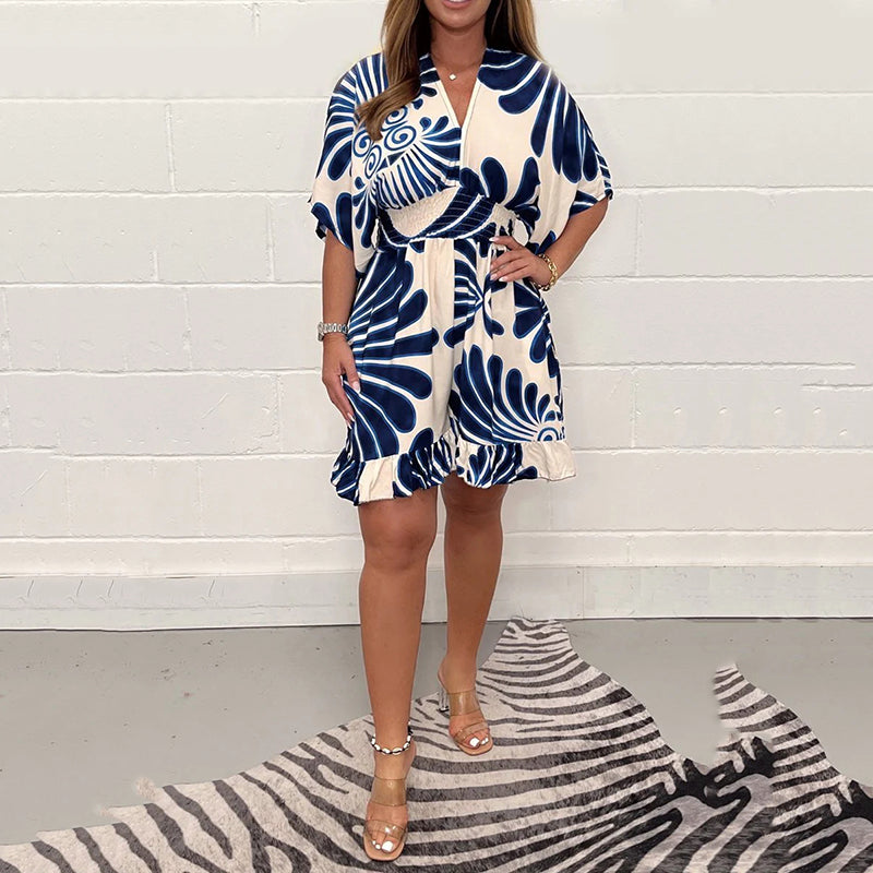 ⏳25-Stunden-Lieferung💥Lässiger, kurzer Jumpsuit mit Pflanzenprint für Damen