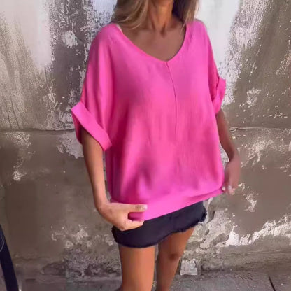 💫49% de descuento👚 Camiseta de cuello en V extragrande para mujer 📦Dos piezas envío gratis