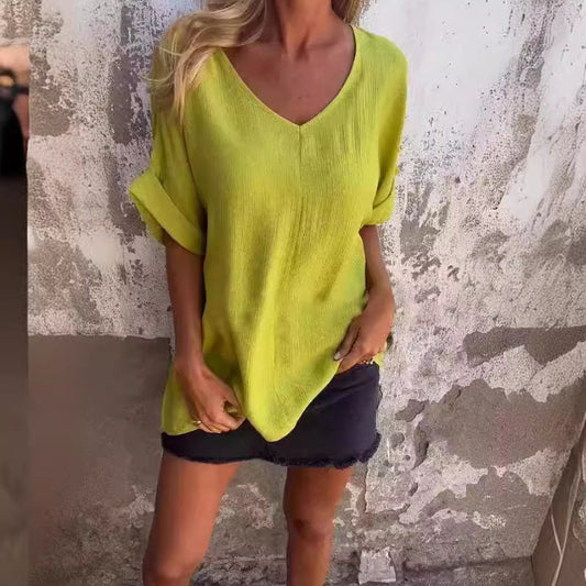 💫49% de descuento👚 Camiseta de cuello en V extragrande para mujer 📦Dos piezas envío gratis
