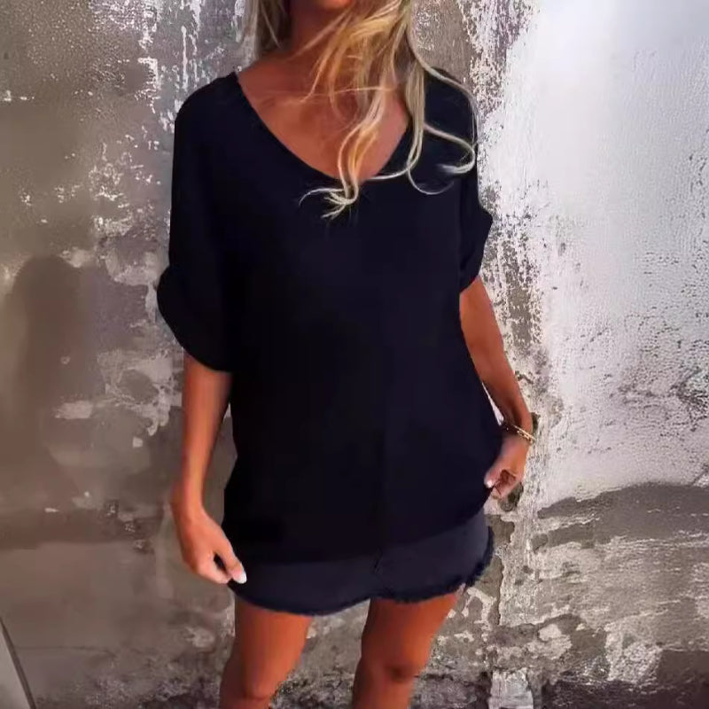 💫49% de descuento👚 Camiseta de cuello en V extragrande para mujer 📦Dos piezas envío gratis