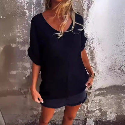 💫49% de descuento👚 Camiseta de cuello en V extragrande para mujer 📦Dos piezas envío gratis