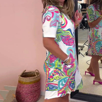 🌸Vestido de mujer con cuello en V y estampado colorido💐