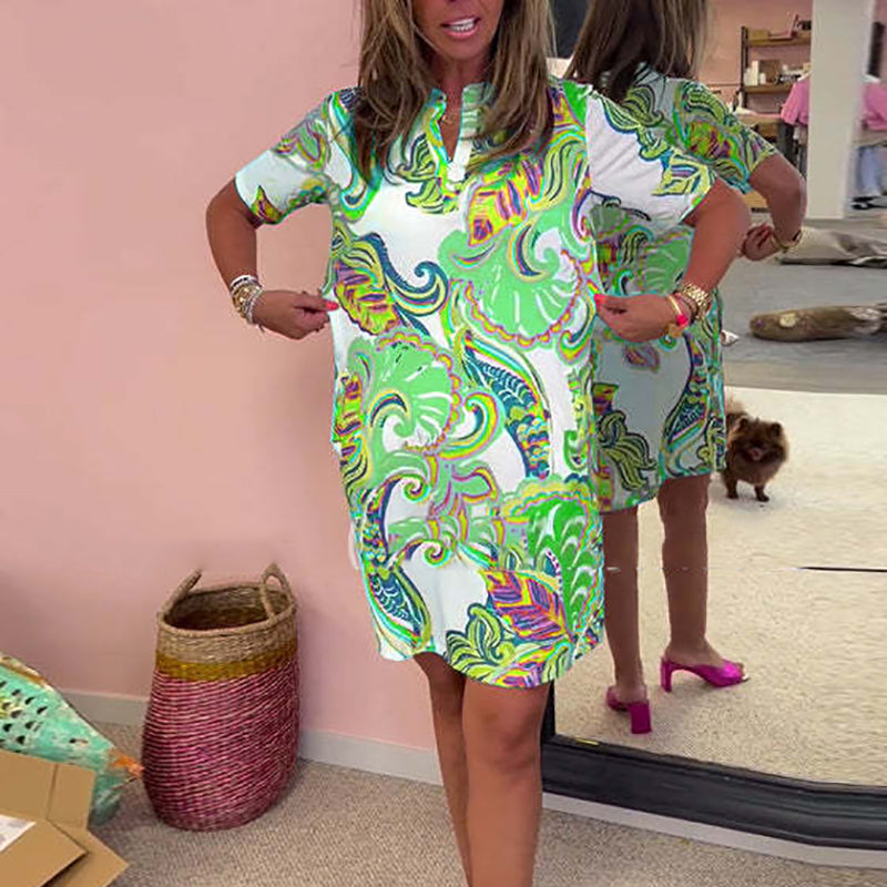 🌸Vestido de mujer con cuello en V y estampado colorido💐