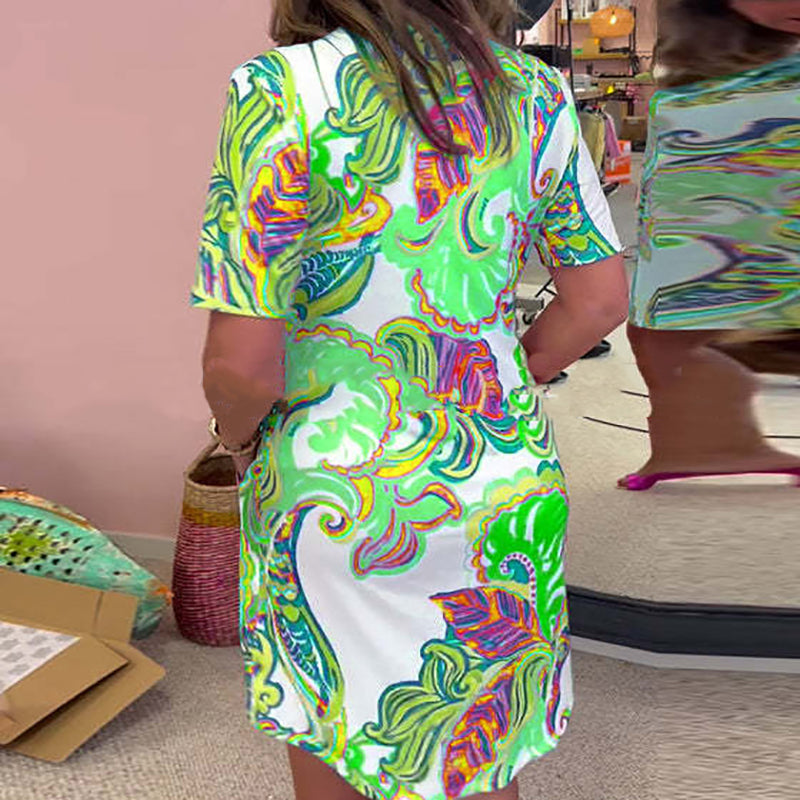 🌸Vestido de mujer con cuello en V y estampado colorido💐