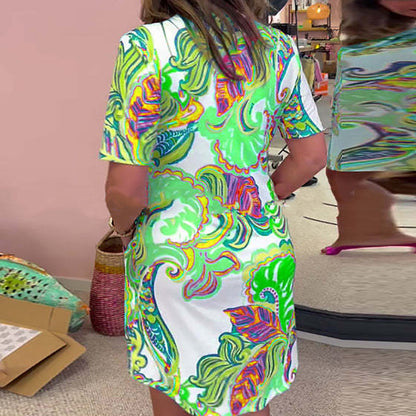 🌸Vestido de mujer con cuello en V y estampado colorido💐