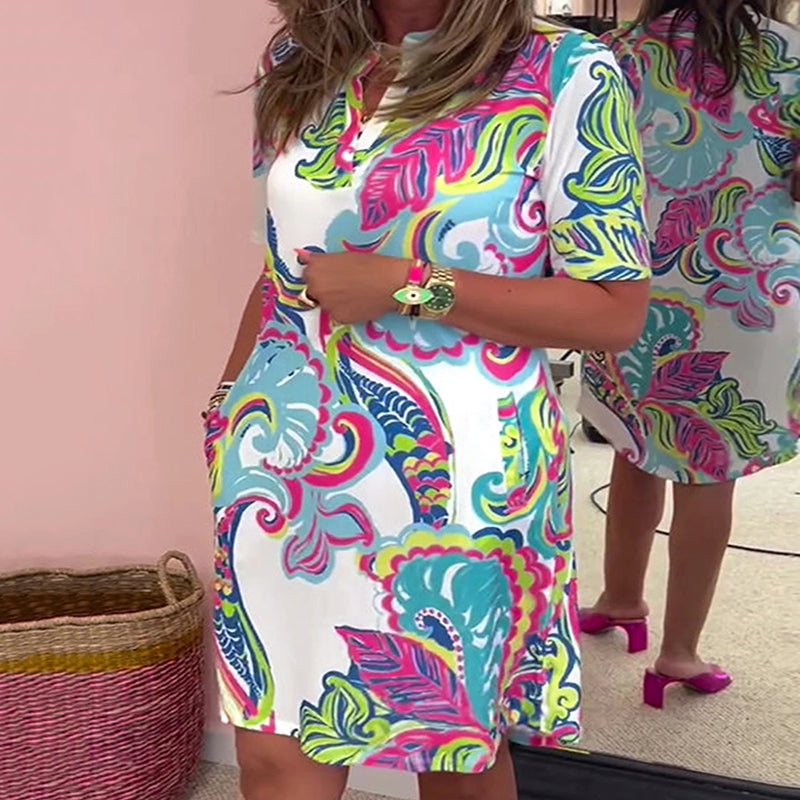 🌸Vestido de mujer con cuello en V y estampado colorido💐