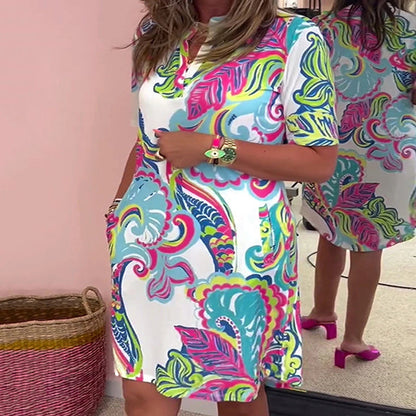 🌸Vestido de mujer con cuello en V y estampado colorido💐