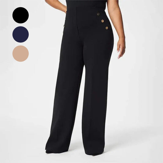 💥50 % Rabatt💖 Damen-Plus-Size-Hochdehnbare Hochtaillen-Hosen mit weitem Bein