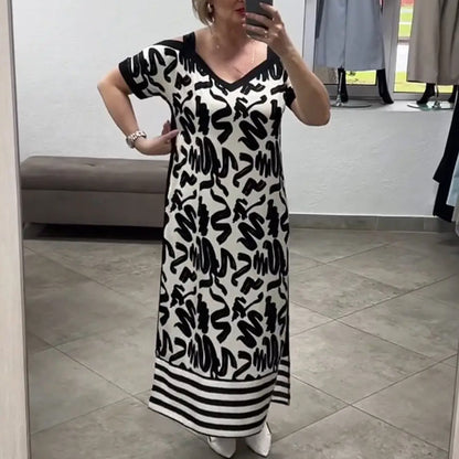 💥😍 49% RABATT🌹👗Off-Shoulder V-Ausschnitt Modisches Atmungsaktives Kleid 🎁