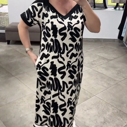 💥😍 49% RABATT🌹👗Off-Shoulder V-Ausschnitt Modisches Atmungsaktives Kleid 🎁
