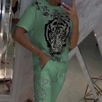 ⏳Zeitlich begrenztes Angebot💥 2-teiliges Set aus lässigem Oberteil mit Kordelzug und Hose🐯
