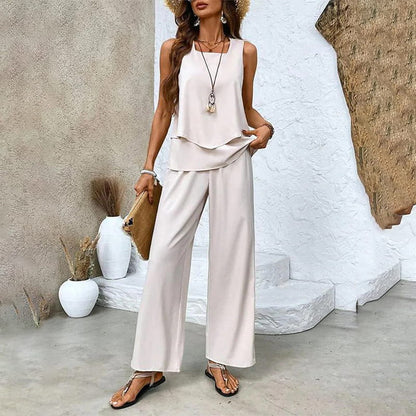 🔥50% RABATT🌺Modische Zweiteilige Damen-Outfits mit bedrucktem ärmellosen Oberteil & Hose