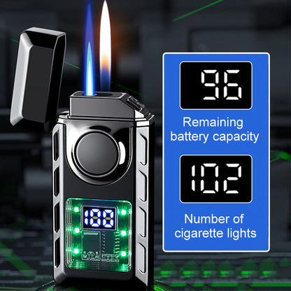 🔥2025 Neue Produktauflistung - Multifunktionales Doppelflammen-Feuerzeug mit farbigen Lichtern