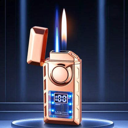 🔥2025 Neue Produktauflistung - Multifunktionales Doppelflammen-Feuerzeug mit farbigen Lichtern