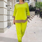 💃Seasonal Specials💃 Elegantes, langärmliges Hosenset mit Rundhalsausschnitt und geradem Bein