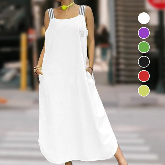 Maxikleid con amplios transportistas y bolsas