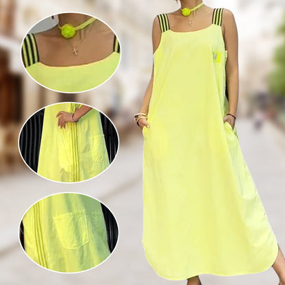 Maxikleid con amplios transportistas y bolsas