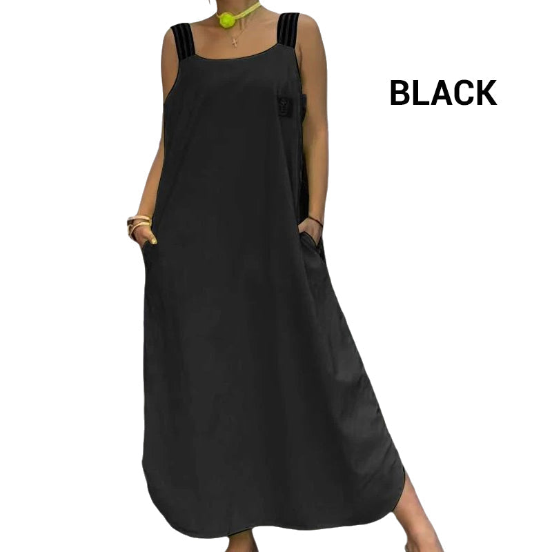 Maxikleid mit breiten Trägern und Taschen