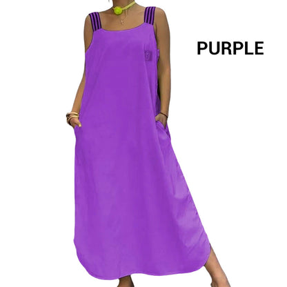 Maxikleid con amplios transportistas y bolsas