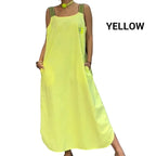 Maxikleid mit breiten Trägern und Taschen