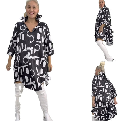 Vestido de camisa de moda con cuello en V y collar reversible